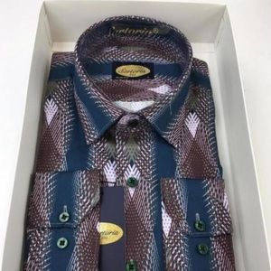 Men’s brown and green mixed dress/casual shirt. Size M. NWT